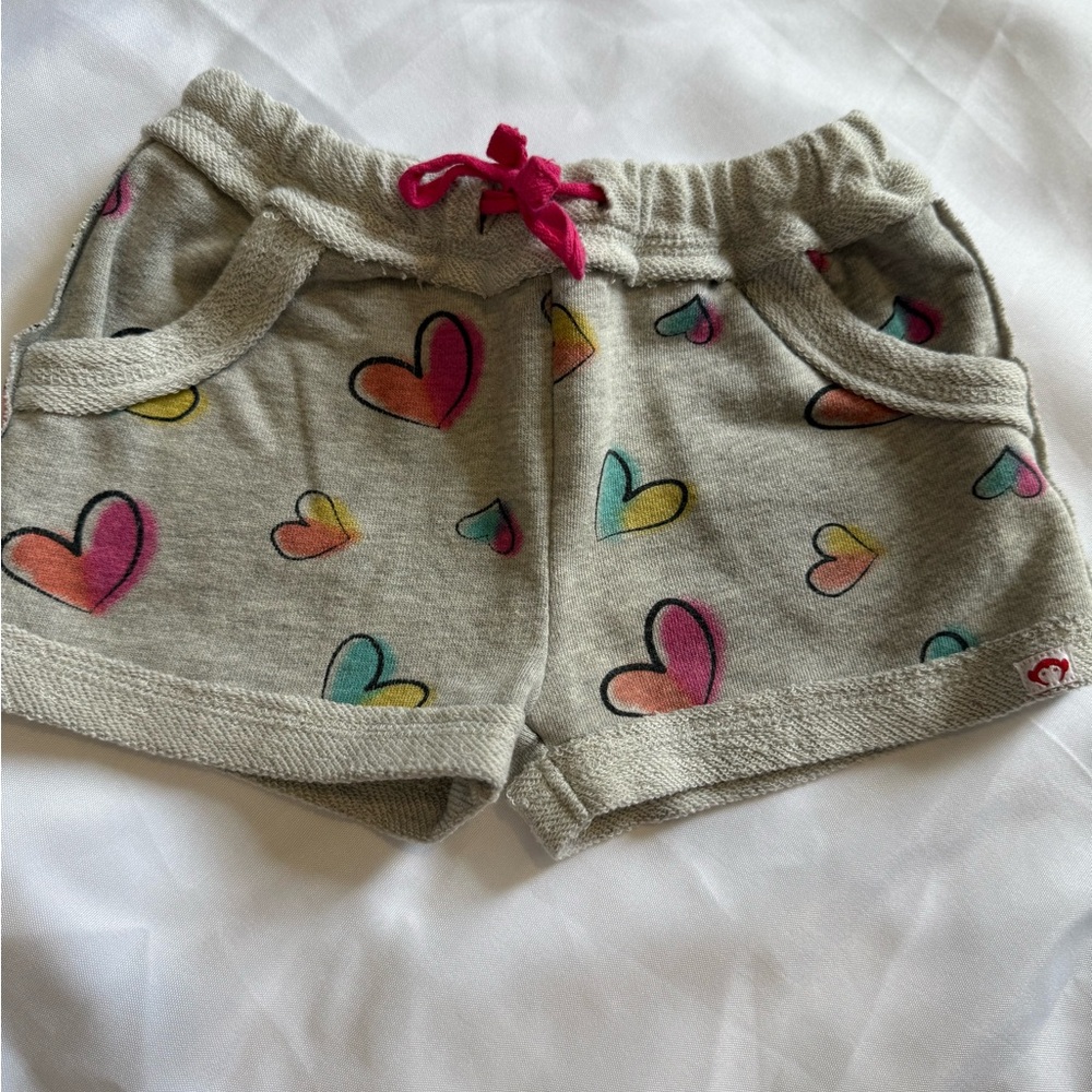 Appaman Gray and Pink Heart Print Shorts